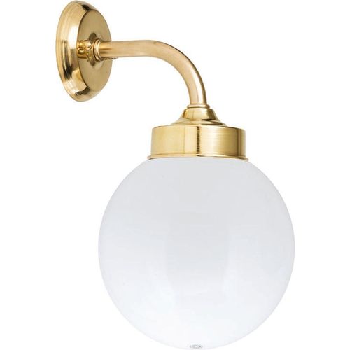 Wandlampe Messing IP43 Kugel Schirm in Weiß Klassisch VERIA Außenleuchte Haustür Hof Terrasse