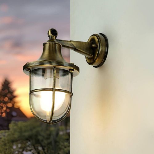 Wandleuchte Messing IP64 Maritim wetterfest SANTORIN Außenlampe Balkon außen Haustür Terrasse Hof