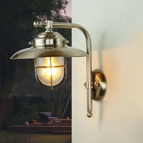 Nickel Außenwandlampe IP43 Maritim Echt-Messing Haus wetterfest KAVALA Terrassenlampe Haustür Hof