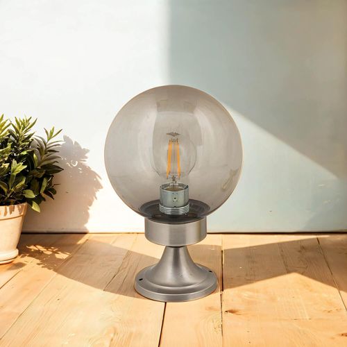 Terrassenleuchte Nickel Echt-Messing H:30cm Ø20cm Klassisch rund edel VERIA Außenleuchte Weg Terrasse