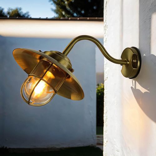 Messing Wandleuchte IP43 wetterfest KAVALA Maritime Lampe Außenleuchte Haustür Hof Terrasse