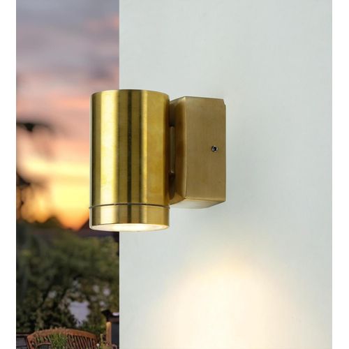 Rostfreie Wandleuchte Messing massiv IP64 GU10 Außen Strahler Down Spot Haus Terrasse Balkon