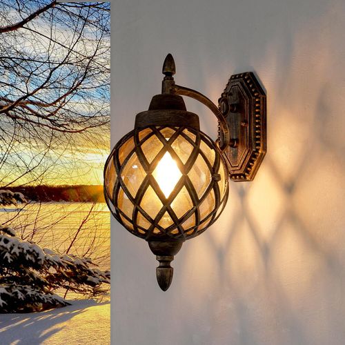 Außenleuchte Wand IP44 E27 in Kupfer antik Glas Aluminium Rustikal Hof Haus Wandlampe außen