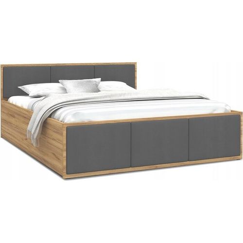 Bett mit Lattenrost Jugendbett Doppelbett eiche-grau 120 / 140 / 160 / 180 cm, Matratze:mit Matratze, Breite:160x200 cm