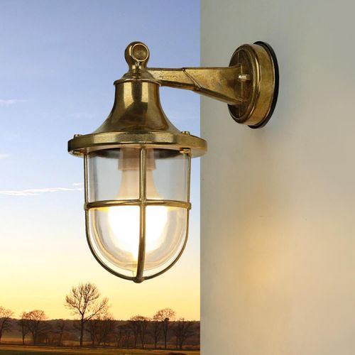 Wandlampe Messing IP64 Maritim wetterfest SANTORIN Außenleuchte Balkon Haustür Hof außen Terrasse
