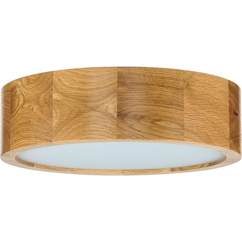 Runde Holzlampe LED satiniertes Glas Ø27cm 3000K 1020lm blendarm Wohnzimmer Flur Deckenleuchte
