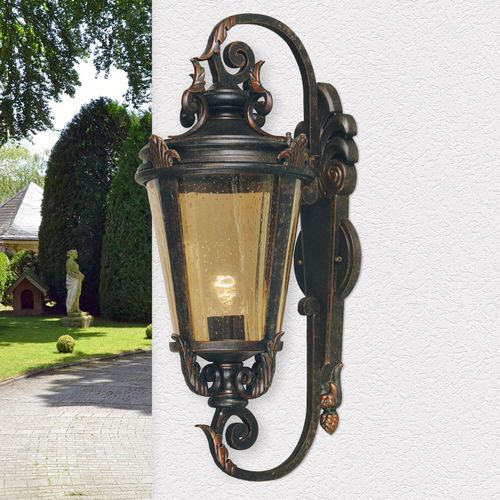 Wandlampe Terrassenleuchte Braun IP44 Vintage opulent BISHOP Lampen Antik Hof Haus Haustür Garten