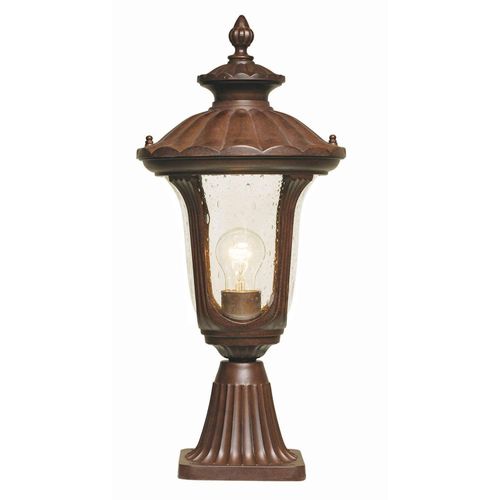 Sockelleuchte außen 51cm hoch in Bronze IP44 aus Stahl Glas antikes Design Wegeleuchte Gartenlampe