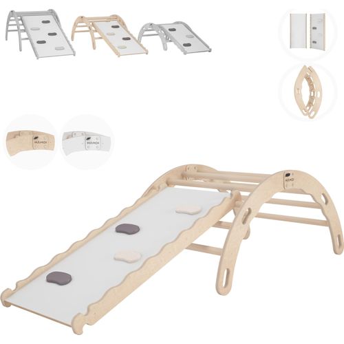 MAMOI® Kletterbogen mit rutsche, Kletterdreieck, Baby klettern, Regenbogenwippe aus holz, Holzbogen für Kinder, Rutschbrett für spielplatz, Klettergerüst indoor ab 1/2/3 jahre