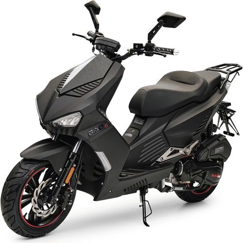 Motorroller BAD s Mattschwarz 50ccm 45 kmh Moped Sportlich Scooter