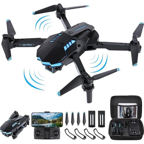 Drohne mit Kamera, 1080P HD WiFi FPV Drone für Anfänger, RC Quadcopter mit 2 Akku, Schwerkraft Sensor, 3D Flip Mode, Ein-Tasten-Start/Landung
