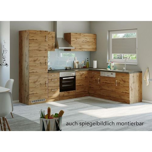 Winkel Eck Küche Sorrento in Wotaneiche Nachbildung 270 x 210 cm mit Spüle ohne Elektrogeräte