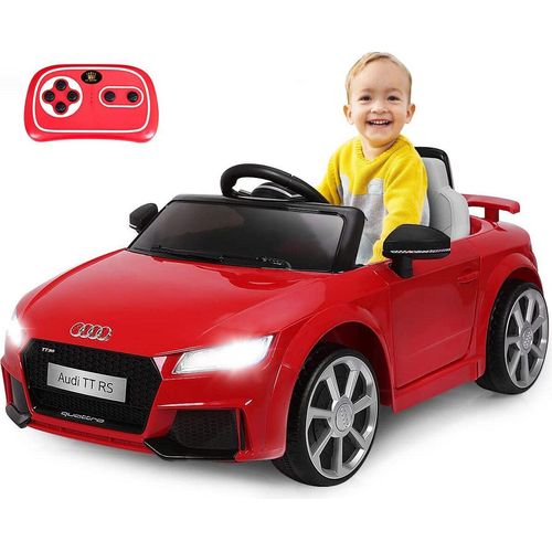 Audi TT RS Elektroauto mit 2,4G Fernbedienung, 6V batteriebetriebenes Kinderfahrzeug, Elektrofahrzeuge mit Hupe & Licht & Musik & Sicherheitsgurt (Rot)