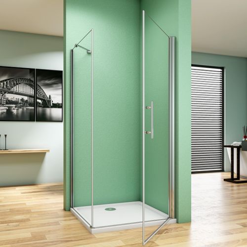 70-100cm H:197cm Drehtür Eckeinstieg Nischtür Duschabtrennung Duschkabine NANO Dusche mit Duschwand(76-100cm)