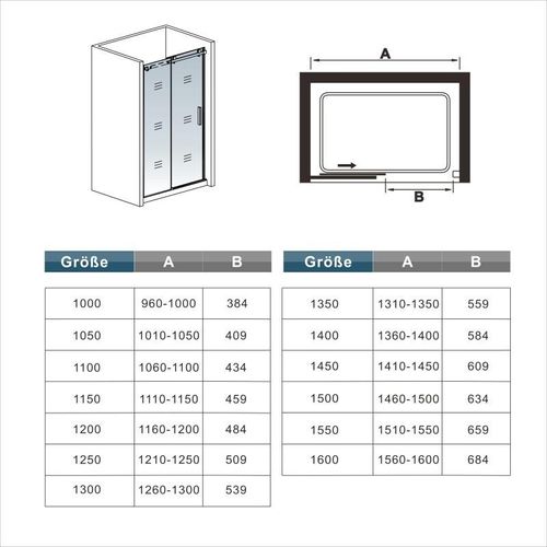 Duschwand 140x195cm Duschkabine Duschabtrennung Schiebetür Duschtür 6mm Sicherheitsglas