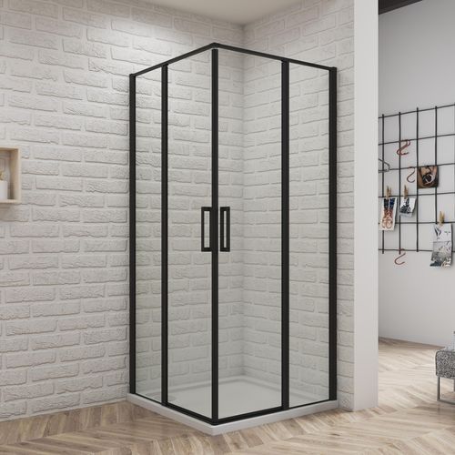 Schwarz Doppel-duschtür 90X100cm Duschkabine Duschwand Nischentür aus 6mm Nano Sicherheitsglas Höhe185cm