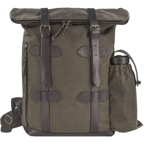 Ruitertassen Rucksack Rolltop Canvas mit Leder 30x44cm wasserdichte Reißverschlüsse Kurierrucksack olivgrün