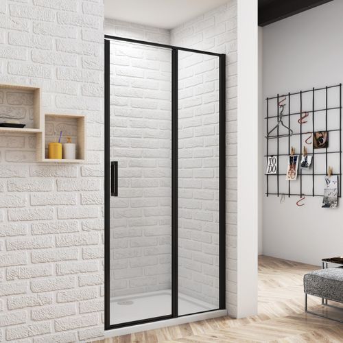 Schwarz BxH:100X185cm Duschkabine Duschwand Nischentür aus 6mm Nano Sicherheitsglas