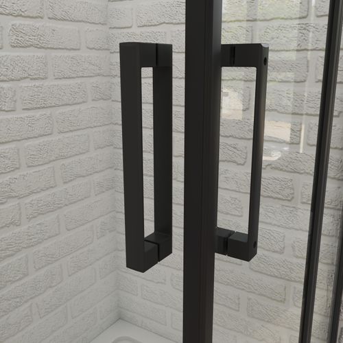 Schwarz Doppel-duschtür 80X80cm Duschkabine Duschwand Nischentür aus 6mm Nano Sicherheitsglas Höhe185cm