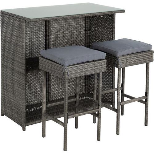 Polyrattan Gartenbar Set Gartenmöbel Sitzgruppe Rattan Bar Tresen Barset Tisch
