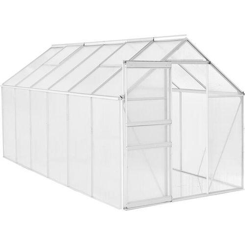 Aluminium Gewächshaus Treibhaus 370x190x195 cm Tomatenhaus Pflanzhaus Gartenhaus