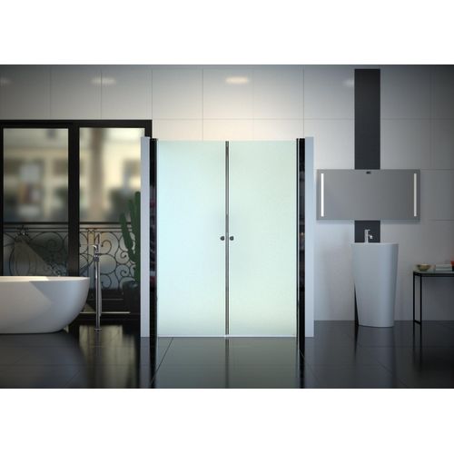 Glasplatte24 80x195cm Nischendusche in Satiniert ESG, Nano Glas Duschtür, Justiermöglichkeit +5cm