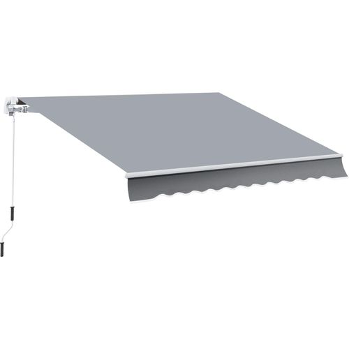 Outdoor manuelle Gelenkarmmarkise Markise 395cm mit Handkurbel Alu Weiß+Grau