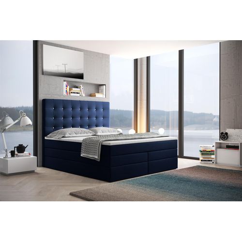 Boxspringbett Schlafzimmerbett TRIANA DELUX 160x200cm in Stoff Blau