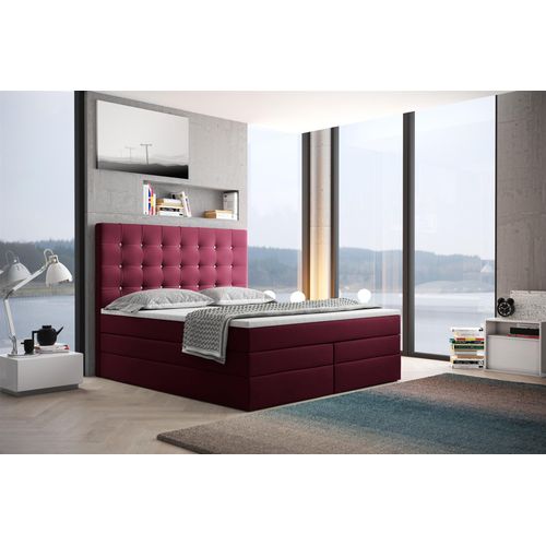 Boxspringbett Schlafzimmerbett TRIANA DELUX 160x200cm in Stoff Bordeaux