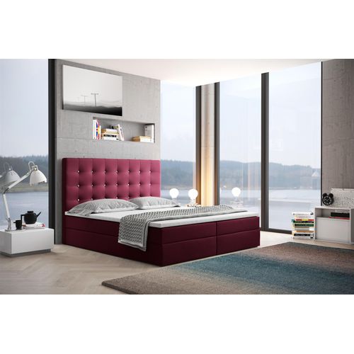 Boxspringbett Schlafzimmerbett TRIANA 160x200cm in Stoff Bordeaux