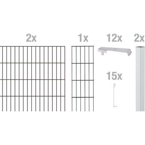 Alberts Cluster-Gabionen Anbausets, Höhe 80 cm, Länge 2 m, anthrazit, zum Einbetonieren