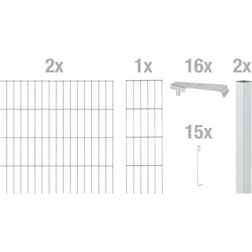 Alberts Cluster-Gabionen Anbausets, Höhe 100 cm, Länge 2 m, feuerverzinkt, zum Einbetonieren
