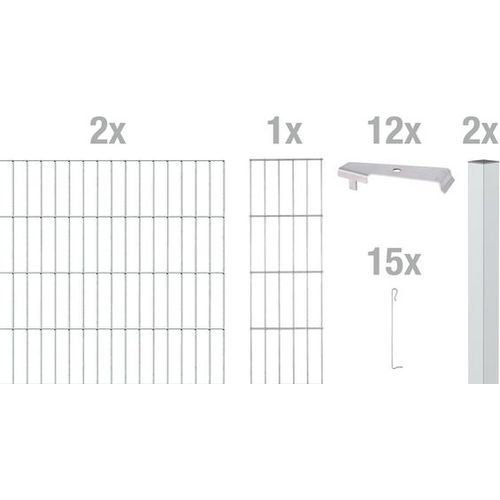 Alberts Cluster-Gabionen Anbausets, Höhe 80 cm, Länge 2 m, feuerverzinkt, zum Einbetonieren