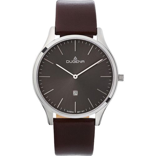 Dugena 4461052 Herren-Armbanduhr, Edelstahl-Gehäuse, Leder-Armband