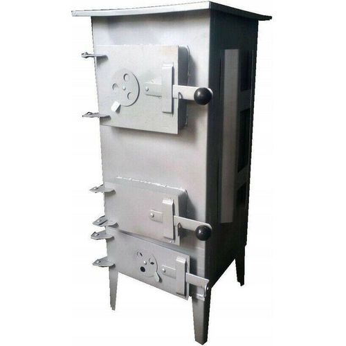Ofen Holzofen Stahlofen 64x32x45cm Freistehender Kaminofen Grau / Metallic