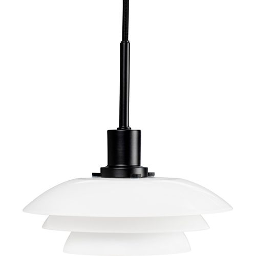 Pendelleuchte LED, Hängelampe, Deckenlampe Pendel, Pendellampe Esstisch, Pendelleuchte für Wohnzimmer, Skandinavische Design, DL20 Opal/schwarz