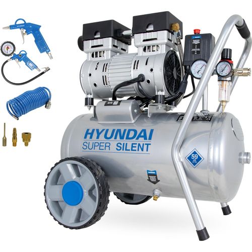 HYUNDAI Silent Kompressor SAC55752 SET (8 bar, 24L, ÖLFREI, 59 dB, 0.75 kW / 1.0 PS)