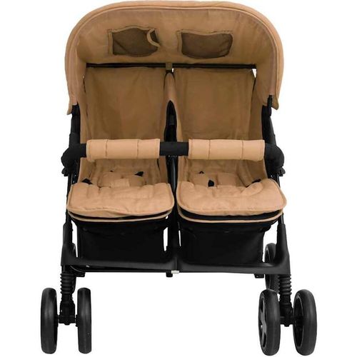 vidaXL Zwillingskinderwagen Taupe Stahl