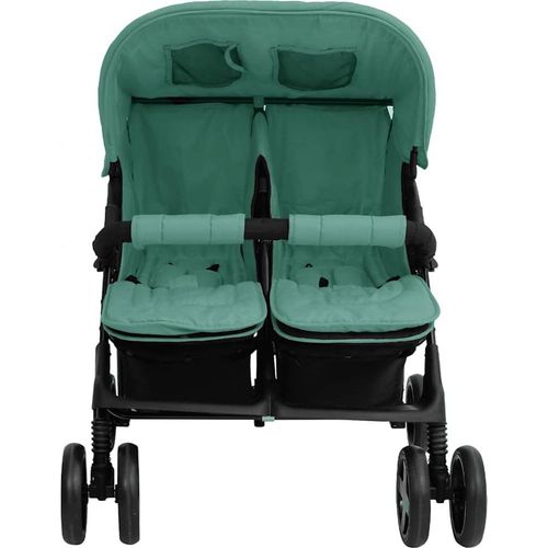 vidaXL Zwillingskinderwagen Grün Stahl