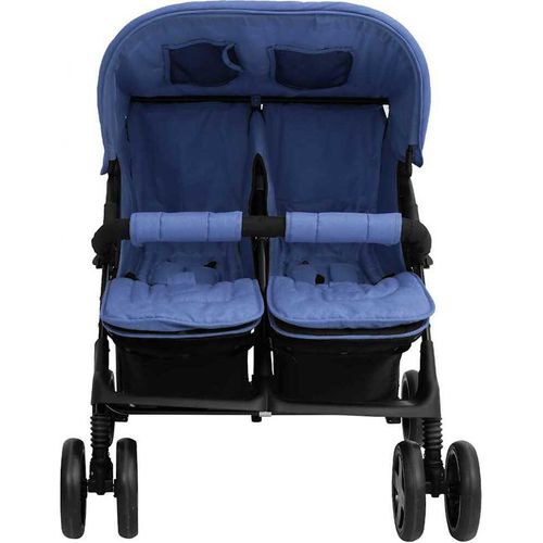vidaXL Zwillingskinderwagen Marineblau Stahl