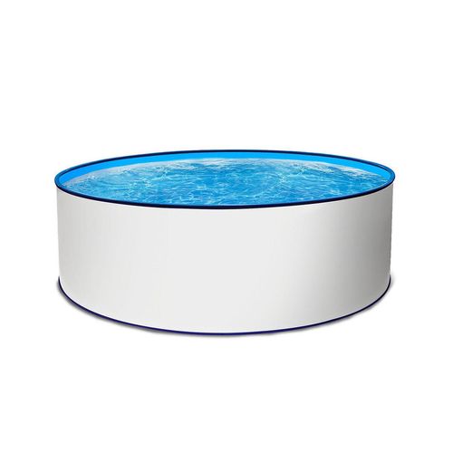 Rundpool Stahlwandpool weiß Poolfolie blau 0,6 mm Poolset rund 350 x 120 cm als Komplettset