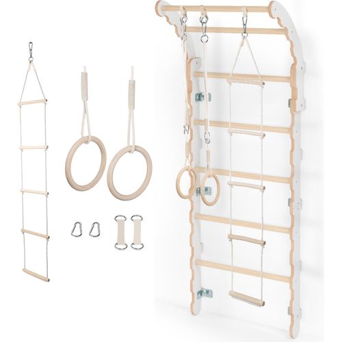 MAMOI® Klettergerüst Indoor, Sprossenwand für kinderzimmer, Turnringe kinder für klettern, Kletterwand und spielgeräte, Midi Turngeräte mit Klimmzugstange für drinnen, Sportgeräte ab 3 jahren