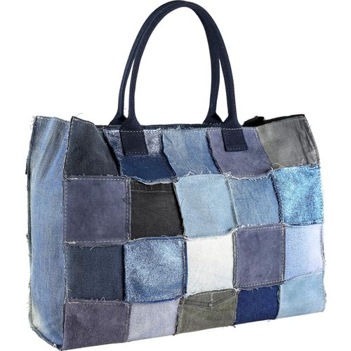 Schultertasche Patchwork aus Leder und Jeansstoff von collezione alessandro