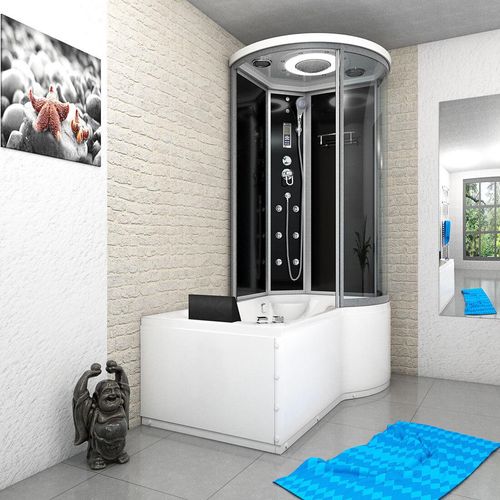 Kombination Whirlpool Dusche K55-L31-WP Duschkabine Wanne 170x100 cm
