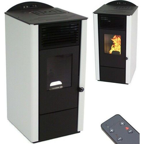 Pelletofen 9,5kW Pelletkamin Pelletheizung Kaminofen A+ Holzofen weiß 56302