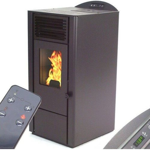 Pelletofen 9,5kW Pelletkamin Pelletheizung Kaminofen A+ Holzofen schwarz 56300