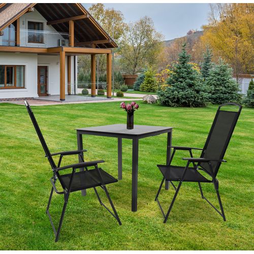 VCM 3-tlg Gartenmöbel Set | Sitzgruppe Essgruppe | 1x Tisch, 2x Stühle | Tisch Maße ca. H. 76 x B. 80 x T. 80 cm | Hochlehner Set 80S