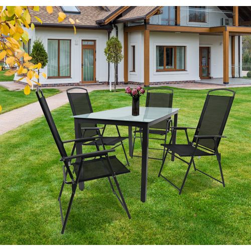 VCM 5-tlg Gartenmöbel Set | Sitzgruppe Essgruppe | 1x Tisch, 4x Stühle | Tisch Maße ca. H. 76 x B. 140 x T. 80 cm | Hochlehner Set 140M