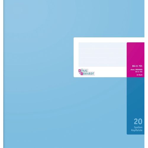 Spaltenbuch 27,7x29,7cm mit Kopfleiste 20 Spalten 40 Blatt hellblau Packung mit 5 Stück