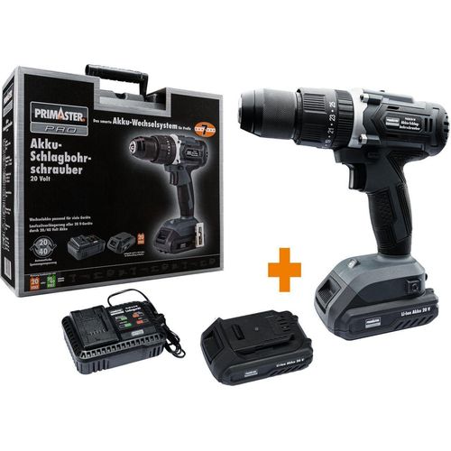 Primaster Pro Akku-Schlagbohrschrauber PAS20-S 20 V mit 2 Akkus und Ladegerät